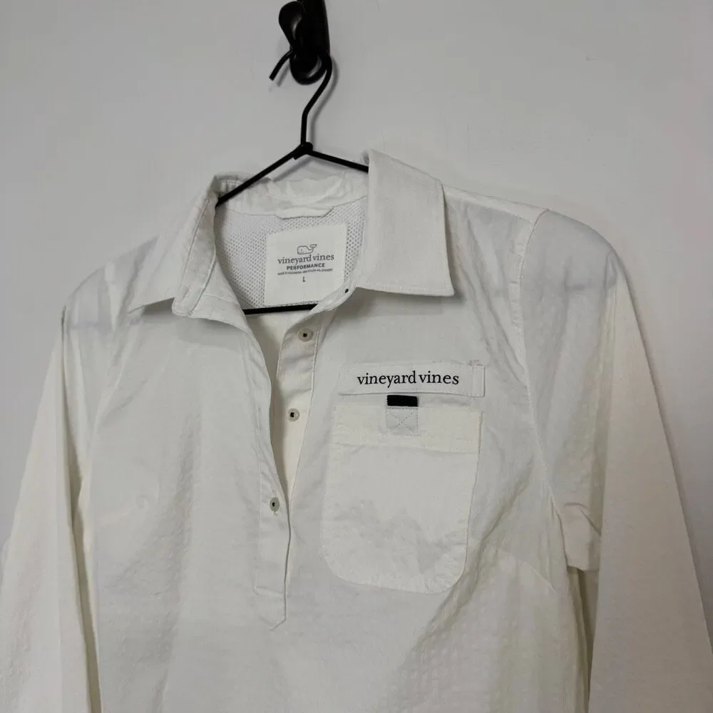 Vineyard Vines Girls White Harbor Seersucker Dress Swim Cover Up L